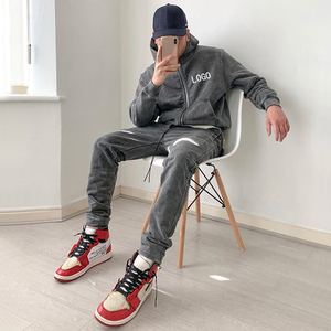 Moda retro nueva personalizada zip up HOODIE cremallera en blanco Sudadera con capucha hombres diseño suelto personalizado zip up HOODIE - Product Image 2