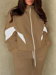 Conjunto Deportivo de Dos Piezas con Cremallera Personalizable para Mujer, Ropa Deportiva Informal, Talla Grande, Ropa de Calle, Ropa Deportiva de Invierno - Product Image 5