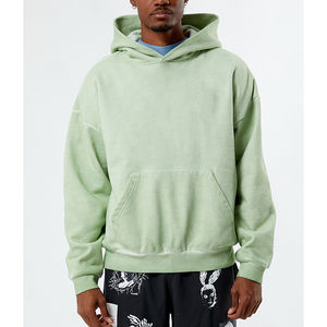 Sudadera con capucha y cremallera para hombre, estilo vintage, lavado desgastado, oversize, 400GSM, forro polar grueso, 100% algodón, secado rápido - Product Image 1