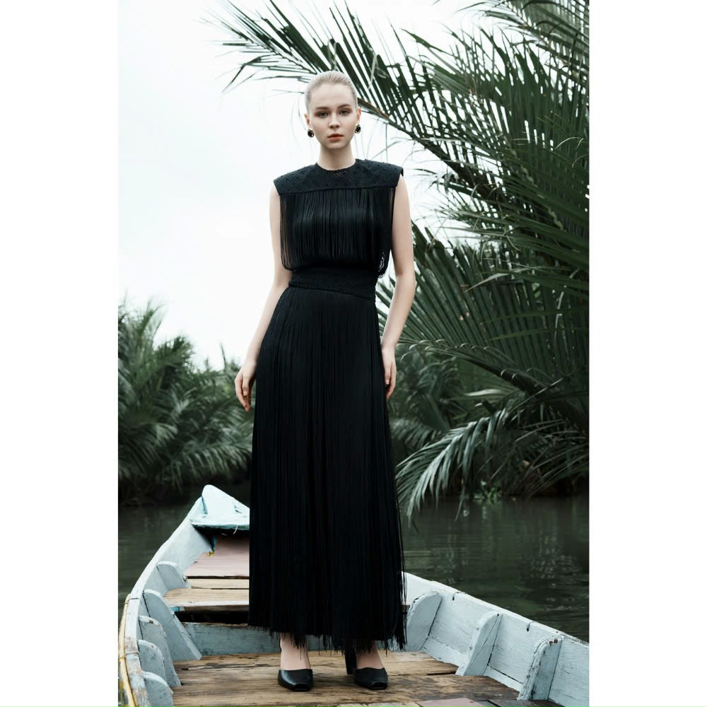 midi fringe dress women White Detailed Fringe Midi Dress - All Dresses
