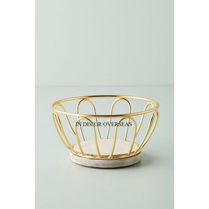 Approvisionnement direct d'usine meilleure qualité métal plaqué or Antique fantaisie concepteur pain et fruits panier de rangement à prix impressionnant - Product Image 1