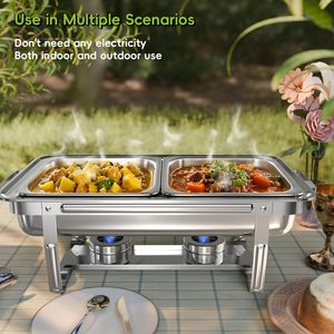 9Qt Gas Stainless Steel Multi-Size Chafing Dish <b>Food</b> Warmer 80% Faster Screwless Assembly Stackable Design Wedding Home - Product Image 5