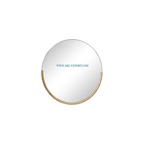 Nouvel Arrivage Plaqué or Fait à la Main Fantaisie Salle de Bain et Maison Décoratif Miroir Mural Suspendu Forme Ronde Miroir Standard de Grande Taille - Product Image 1