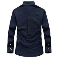 Kemeja Jeans Pria Berkualitas Tinggi 100% Katun Kerah Tegak Warna Solid Ukuran Besar Gaya Safari Musim Gugur Bernapas Cepat Kering