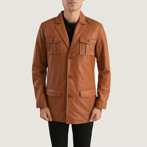 Manteau long en cuir pour hommes de la meilleure conception, facile à porter, fermeture à double boutonnage, de haute qualité, fabriqué en usine au Pakistan - Product Image 1