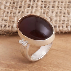 Bague de Cocktail en Argent Sterling 925 Rouge Hued Amber Gemstone Fabriqué à la Main Pierre Naturelle Lunette Réglage Élégant Fine Jewelry - Product Image 3