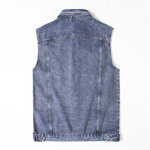 Gilet en jean respirant pour homme, 100% coton, décontracté, sans manches, vêtement d'extérieur de haute qualité, service OEM personnalisé - Product Image 6