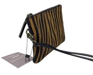 Portefeuille à fermeture éclair en cuir véritable décontracté de haute qualité avec doublure en polyester et design zèbre. - Product Image 1