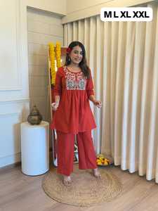 Conjunto de cuello redondo de algodón de primera calidad 60x60 con bordado elegante traje de diseñador para mujer ropa informal de fiesta - Product Image 4