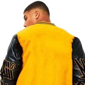 Chaquetas universitarias de invierno personalizadas para hombre, lona de cuero, impermeable, a prueba de viento, servicio OEM de alta calidad - Product Image 6