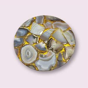 Sello de Ágata Pulida Artesanal, Decoración de Hogar de Lujo, Modelo de Flor Religiosa, Patrón de Resina, Color Personalizado, Alta Artesanía - Product Image 3