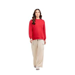 Sudadera con logotipo personalizado para mujer, sudadera Lisa roja de moda para mujer, Jersey de algodón y poliéster de peso pesado, ideal para uso en otoño e invierno - Product Image 1