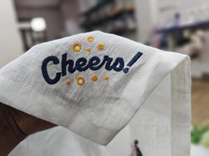 <b>Square</b> Linen Napkins Custom CHEERS Embroidery Hand Embroidery Soft Washed Pure Eco-Friendly Modern Table Decor for Dining Events - Product Image 2