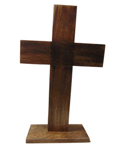 Croix de table chrétienne en bois fabriquée à la main symbole religieux décoratif maison église bureau rustique bois foi décor prière - Product Image 3