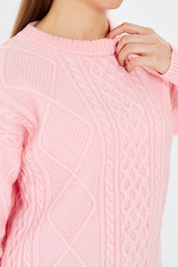 Suéter de punto con cuello redondo para mujer, cálido, cómodo y elegante, suéter tejido con pelo, suéter estampado, servicio ODM/OEM - Product Image 4