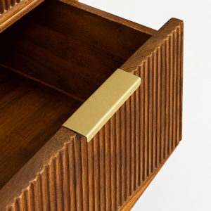 Modern Mango Wood <b>Chest</b> of 4 Drawers Brown <b>Storage</b> Cabinet Fluted Door Dresser for Living Room - Product Image 3