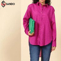 Blusas y Camisas de Invierno para Mujer, Tallas Grandes, Delgadas, Transpirables, de Manga Larga, con Estampado de Plumas, 100% Lino