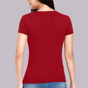 เสื้อยืดผู้หญิงสีแดง คอตตอนผสมโพลีเอสเตอร์ ทรงหลวม ไหล่ตก แบบหนา  รับผลิตตามสั่ง เป็นมิตรต่อสิ่งแวดล้อม ขายส่งสำหรับฤดูร้อน - Product Image 2