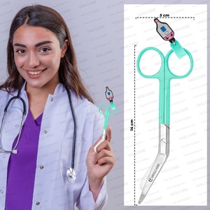 Tijeras Médicas Vaslcare Verde Mar con Bonito Llavero Termómetro, Punta Roma, Hojas Afiladas, Tijeras para Vendajes para Enfermeras - Product Image 4