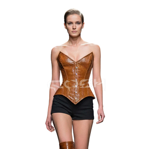 Fournisseur et fabricant de corsets en PVC de haute qualité, texture croco marron, pour modeler la taille et sculpter la silhouette - Product Image 1