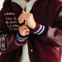 Chenille Lettre Broderie Patchs Logo Personnalisé Collège En Cuir Manches Bleu Laine Varsity Bomber Baseball Letterman Veste Homme