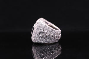 Moissanite Multi-Stone 925 Silver Hip Hop <b>Ring</b> with DEF 0.5 Carat Stones and Prong Setting - Product Image 2