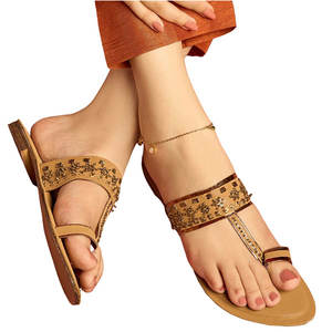 High Quality Handmade Printed Anti-Slippery Fashion Trend Women Kolhapuri Footwear Faux Leather Upper Customizable Colors Custom - Product Image 5