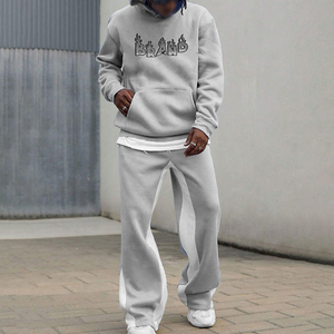 Survêtement léger à capuche en molleton imprimé avec logo personnalisé, coupe régulière, style streetwear d'hiver, effet délavé à l'acide pour homme – Fabricant - Product Image 1