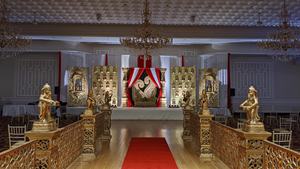 Decoración de Escenario para Ceremonia de Boda Tradicional Profesional Vintage de Rajwada, Ligera, de Fibra de Vidrio, con Tema Dorado, Juego de Nikah - Product Image 4