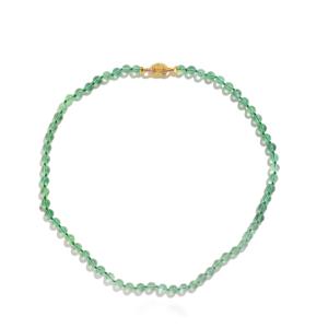 Collier en argent sterling plaqué or avec fluorite verte, améthyste et fermoir en topaze blanche, 128,50 carats, forme boule, cadeau - Product Image 1