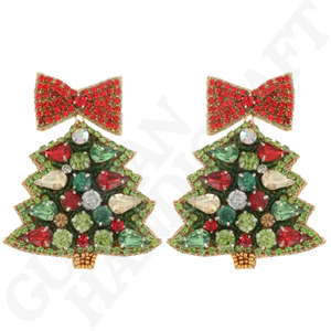 Pendientes de gota de moda festiva hechos a mano joyería con cuentas de Navidad con detalles intrincados regalo de celebraciones - Product Image 4