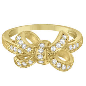 แหวนแฟชั่นรูปโบว์ประดับเพชร 0.26 กะรัต ทองคำ 14k - Product Image 3