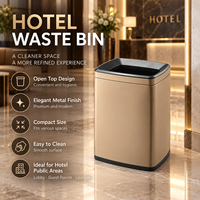 Poubelle de chambre d'hôtel moderne, petit bac à déchets en acier inoxydable pour projets hôteliers