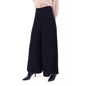 <b>Navy</b> Crepe Pencil <b>Wrap</b> Skirt with Slit Comfortable Knitted Viscose for Office Lady - Product Image 3
