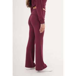 Pantalones Borgoña para Mujer con Detalle de Cintura Acanalada, Producto al por Mayor - Product Image 1