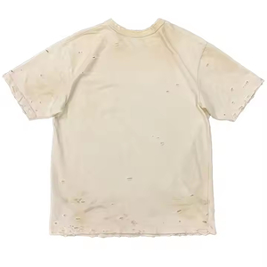 Nouveauté déchiré plaine vierge en détresse t-shirts en vrac à manches courtes recadrée vêtements usagés pour hommes t-shirt - Product Image 6