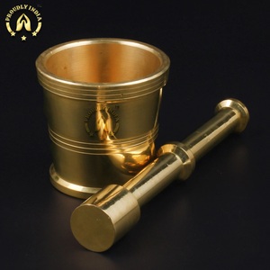 Molinillo de hierbas de metal de mortero y Maja de latón Vintage para triturar píldoras hierbas verduras-Venta al por mayor en la India - Product Image 2