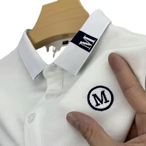 เสื้อโปโลผ้าฝ้าย100เปอร์เซ็นต์สำหรับผู้ชายเสื้อกอล์ฟทรงสลิมฟิตออกแบบโลโก้ของคุณเอง - Product Image 5