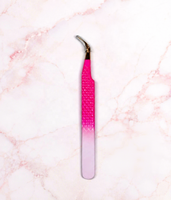 Pinset Bulu Mata Stainless Steel Pink Ujung Lengkung Fiber Tip Volume Isolation Tweezer Mega Volume Tweezers Precision Tweezers OEM