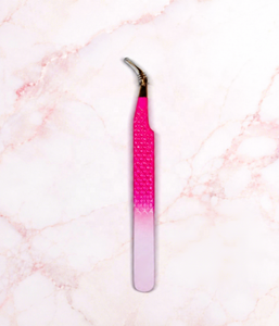 Pince à épiler rose en acier inoxydable, à pointe en fibre courbée, pour isolation de volume, pince à épiler pour volume intense, pince à épiler de précision, OEM - Product Image 3