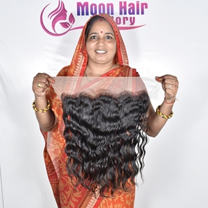 Order Online <b>Now</b> Wholesale Natural Raw Indian Temple Human Hair Frontal Wavy Extensions Unprocessed Cuticle Aligned By Export - Product Image 4