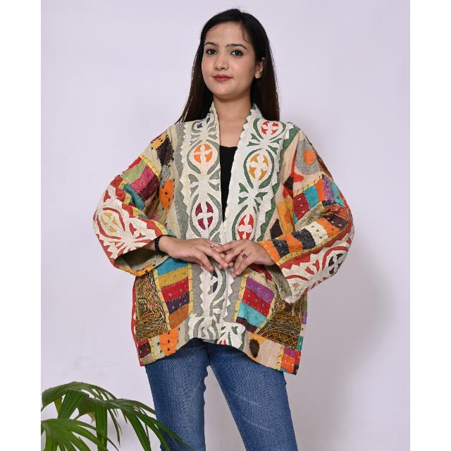 【MIRROR STOKE】EMBROIDERY JACKET Banjara Mirror Work Jacket Indian Handmade Embroidery Jacket