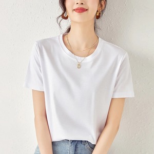 Camiseta de manga corta con cuello redondo de verano 2024 para mujer, Camiseta básica de algodón de seda suave, Tops sólidos, comodidad y estilo óptimos - Product Image 2