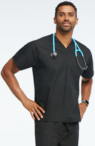 ชุดสครับสำหรับบุคลากรทางการแพทย์แบบมืออาชีพ พร้อมเสื้อทรงหลวมสบายและกางเกงขาตรง ออกแบบมาเพื่อความสะดวกในการเคลื่อนไหวและสวมใส่ได้ยาวนาน - Product Image 4