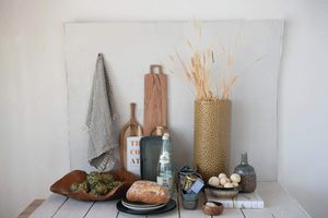 Plateau de service en bois de teck sculpté à la main Plateau décoratif fait main en grain de bois Taille personnalisée Couleur bois naturel - Product Image 3
