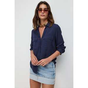 Blusa Casual para Mujer, 100% Algodón, Cuello Redondo, Manga Corta, con Logotipo Frontal - Product Image 1