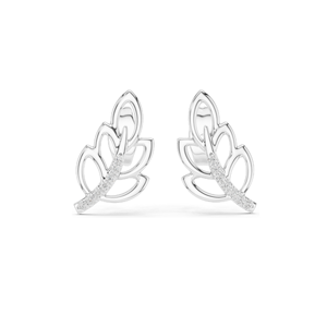 0.07 CT Lab Diamond Leaf <b>Earrings</b> for <b>Women</b> VVS-VS EF Clarity 18KT, 14KT, 10KT Gold & 925 <b>Silver</b> Rose, Yellow, White Gold - Product Image 1