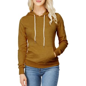 Prix de gros – Nouveaux sweats à capuche décontractés pour femmes, couleur unie délavée à l'acide, manches longues, respirants, en polyester/coton écologique - Product Image 1