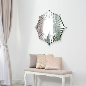 Miroir rond en verre moderne de style Daphoco Binh Duong Sunburst pour chambre à coucher, salon, appartement, bureau, immeuble - Product Image 2