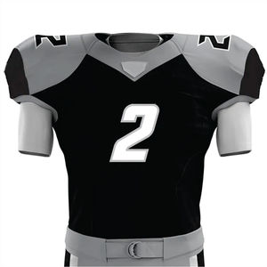 Personalizado 100% poliéster sublimado uniforme de fútbol americano para los hombres transpirable negro y gris Tackle Twill equipo Jersey corto - Product Image 2